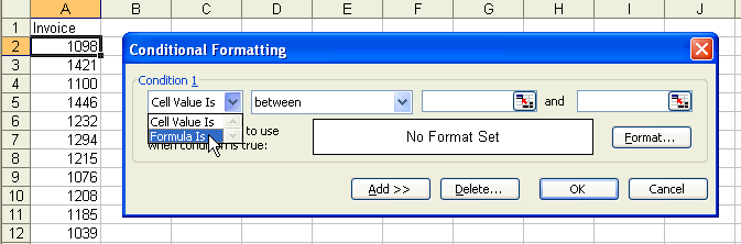 Conditional Formatting Dialog Box