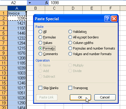 Paste Special Dialog Box