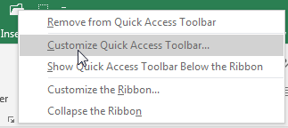 Customize Quick Access Toolbar