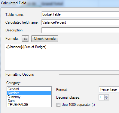 VariancePercent Field