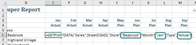 GETPIVOTDATA Function Parameters