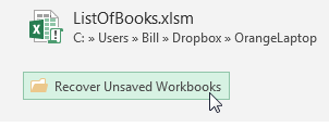 Recover Unsaved Workbooks