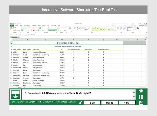 microsoft excel 2007 certification practice test