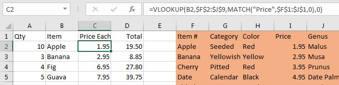 Add a match formula as the third VLOOKUP argument.