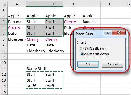 insert cut cells in excel for mac