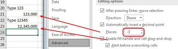 Entering decimal points automatically - Microsoft Excel undefined