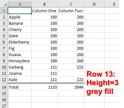 The grey blank row above your Sum formulas will keep both columns adding correctly.