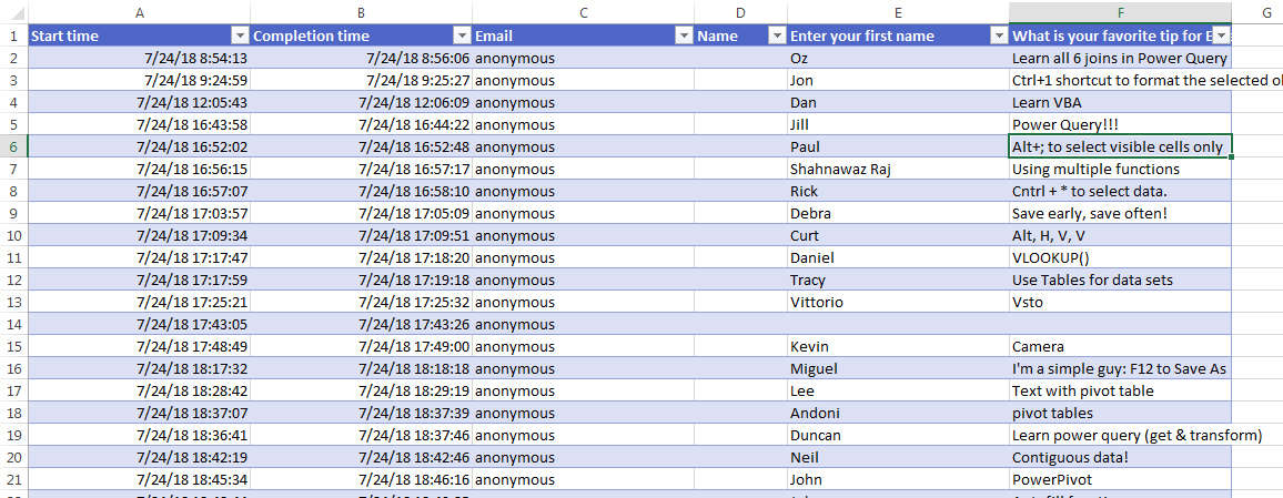 Results stream into your Excel workbook.