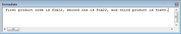 Replaced text printed in the Immediate window.