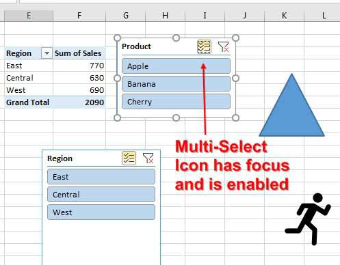 The third Tab should land you on the Multi-Select icon at the top of the slicer