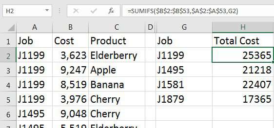 Use SUMIFS to total every match