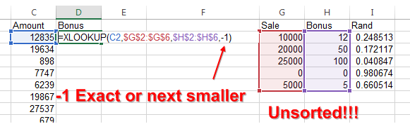 XLOOKUP Smaller