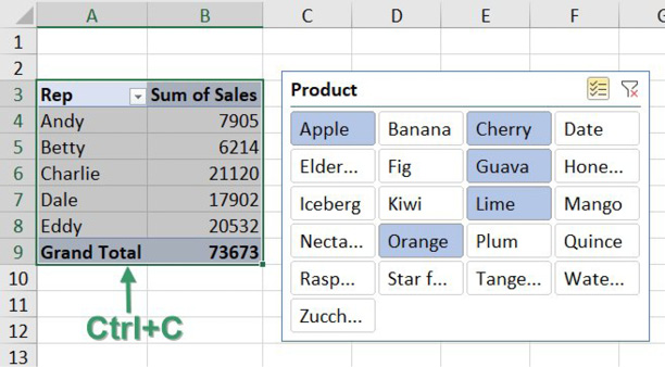 copy and paste slicer in excel