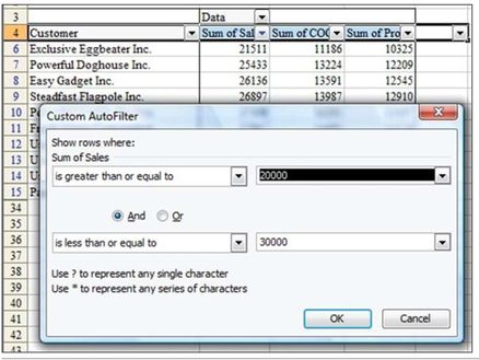 Figure 68. Use the filter dropdowns on the pivot table.