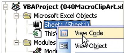 Figure 112. The code to intercept the hyperlink has to be on the code pane for the worksheet.