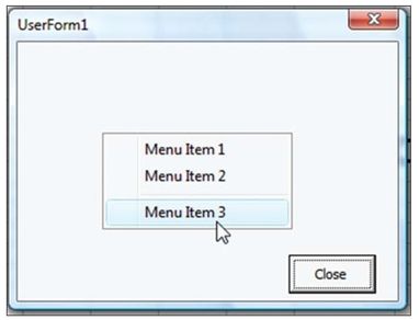 Figure 146. The custom right-click menu is displayed.