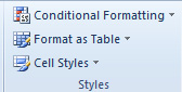 The Cell Styles gallery eventually collapses to a single drop-down.