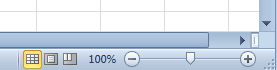 All commands are supposed to be at the top of the Excel screen. But several commands appear in the bottom right:  Normal, Page Layout, Page Break Preview, Zoom, Decrease Zoom, a Zoom Slicer, and Increase Zoom.