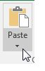 The Paste icon is an example of a hybrid. The Top half of the icon performs a normal paste. When you hover over the icon, you see a horizontal dividing line. Click below the line for a drop-down menu with special ways to paste.