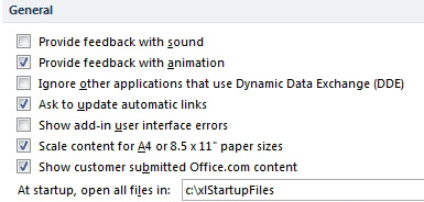 File, Options, Advanced, General offers 8 settings. The last setting is: At Startup, Open All Files In:.  Type a file path such as c:\xlStartupFiles