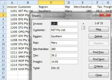 The Data Form is a built-in tool for doing data entry.  Say you have 7 input cells and a formula in each row. Use the Data Form and it will give you the headings from each column next to a textbox. Buttons lets you go Next, Previous, Criteria, etc.