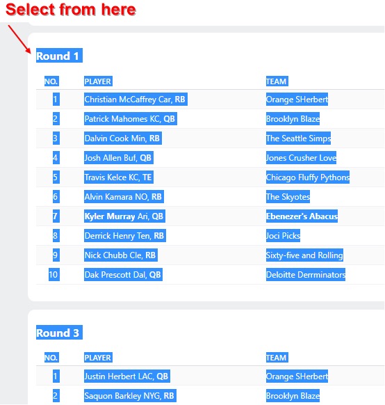 Transform Your ESPN Fantasy Football Draft Recap Report - MrExcel