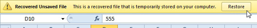 This is a Recovered Unsaved File that is temporarily stored on your computer. Click the Restore button.