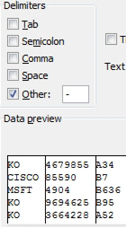 In step 2 of the wizard, choose a delimiter. There are checkboxes for common delimiters of Tab, Semicolon, Comma, and Space. But your delimiter is a hyphen. Choose the checkbox for Other and then type a hyphen in the Other box.