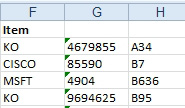 The three segments now appear in columns F, G, and H.