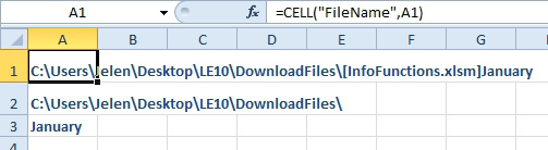 An ancient function of =CELL("FileName",A1) returns the complete path, workbook name in square brackets, and then the sheet name. By identifying where the square brackets occur, you can isolate either the Sheet Name, Workbook Name, or Path.