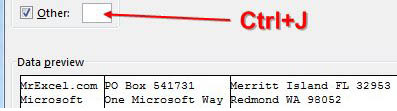 Use Text to Columns, Delimited. In step 2, choose Other as the delimiter and type Ctrl+J in the Other box. This is inexplicably the keystroke to insert Alt+Enter in the box. The data preview shows that it worked.