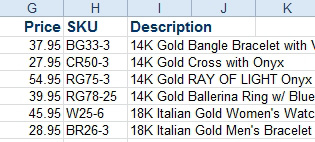 In this lookup table, the Price is to the left of the part number. VLOOKUP can not easily solve this.