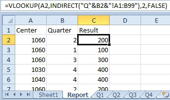 Using INDIRECT to point to a specific worksheet. 