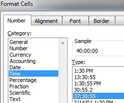 The solution is to find the Time format that shows 37:30:55 in the sample box.