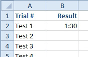 Enter 1:30 and Excel will think you mean 1 hour and 30 minutes.