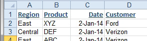 Without the blank columns and with Underline applied, the underlines might span the entire column wifth (for example Customer), or only a part of the cell (Date, for example)