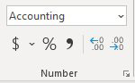 Choose Accounting from the Number Style drop-down menu.