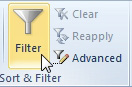 Click the large Filter icon in the Sort & Filter group of the Data tab.