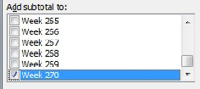 There are 270 numeric columns that you have to add Subtotals for. Choosing 270 individual checkboxes in the Subtotal dialog will not be fun.