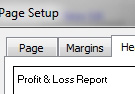 By using two ampersands in the dialog, you will get an actual header of Profit & Loss. 