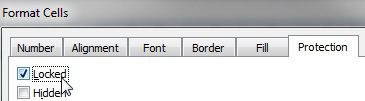 In the Protection tab of the Format Cells dialog, unselect the Locked checkbox. 