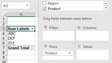 The fastest way to get a unique list of products is to create a pivot table and put only Product in the Rows area. 