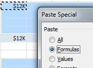 Use Paste Special, Formulas to paste the formula without changing the formatting.