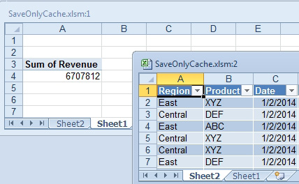 When your co-worker receives the workbook with just two cells, they double-click on cell A4 and all of the detail data will be inserted on a new sheet.