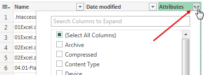 The Attributes column has an icon with diverging arrows to Expand the Table. Open it and choose new fields to add. to the grid.