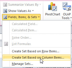 Open the Fields, Items, and Sets drop-down and choose Create Set Based on Column Items.