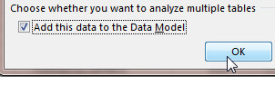 While creating the pivot table, choose the box for Add This Data To The Data Model. This is near the bottom of the Insert Pivot Table dialog.