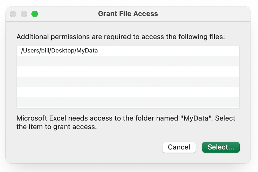 Grant Access dialog