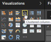 The fourth icon in the Visualizations panel is Clustered Column.