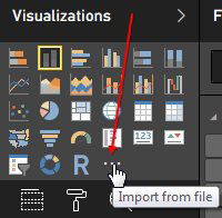 In the visualizations panel, the three dots icon lets you import a visualization from a file.